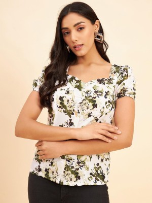 Neesh Casual Printed Women White, Dark Green, Light Green Top