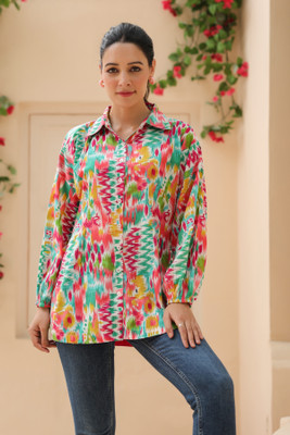 Rain & Rainbow Casual Printed Women Multicolor Top