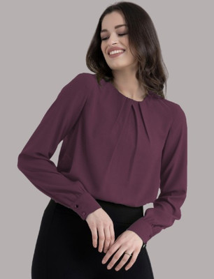 Mirana Casual Solid Women Purple Top
