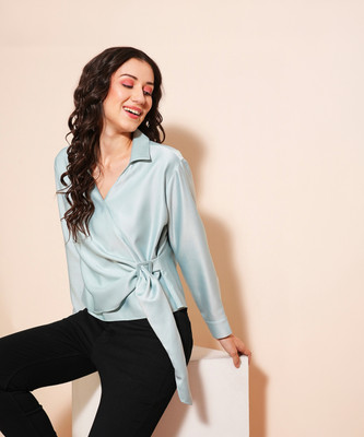 Globus Party Solid Women Blue Top