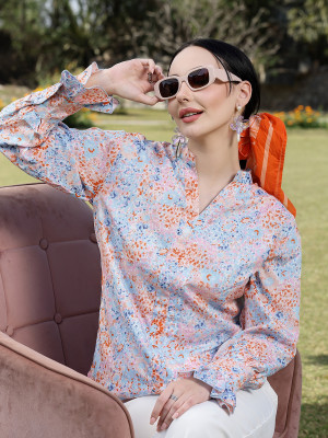 PLUSS Casual Printed Women Multicolor Top