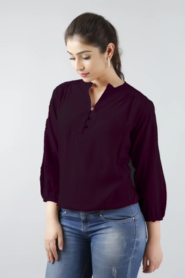 Himanc Enterprises Casual Solid Women Purple Top