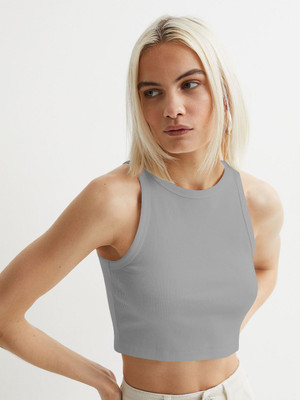 Toochki Casual Self Design Women Grey Top
