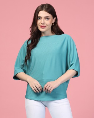 Zilcon Party Solid Women Light Blue Top