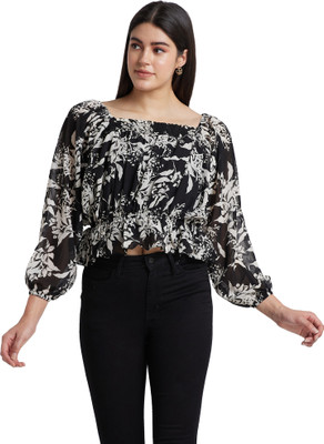 Globus Casual Printed Women Black Top