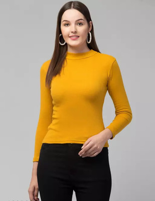 Kleidung Casual Solid Women Yellow Top