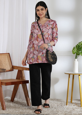 DSK STUDIO Women Geometric Print Tunic Kurta(Multicolor)