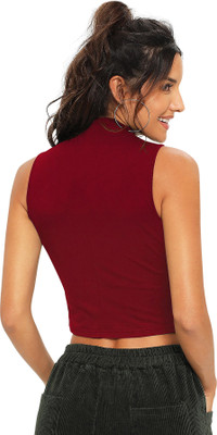 Shoponbit Casual Solid Women Maroon Top