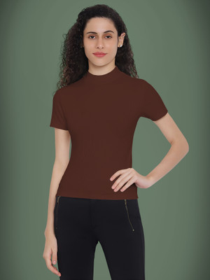 Kashonaa Casual Solid Women Brown Top