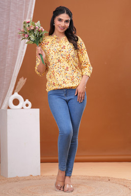 BM enterprises Casual Printed Women Yellow Top