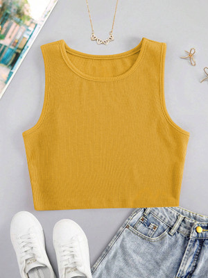 CILIMILI Casual Self Design Women Yellow Top