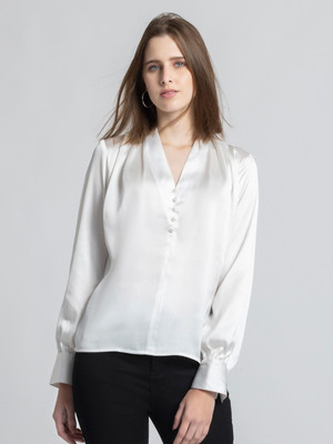 SHAYE Casual Solid Women White Top