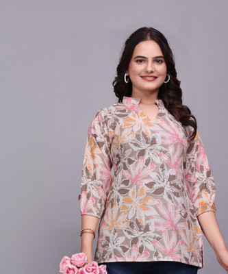 HEMANG FASHION Casual Floral Print Women Brown Top