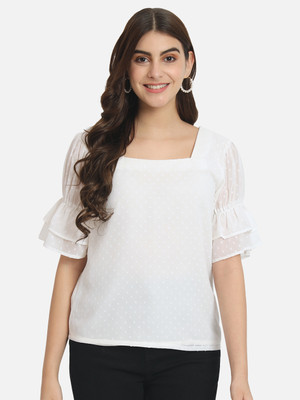 ALL WAYS YOU Casual Self Design Women White Top