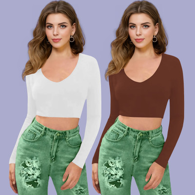 Dream Beauty Fashion Casual Solid Women Brown Top
