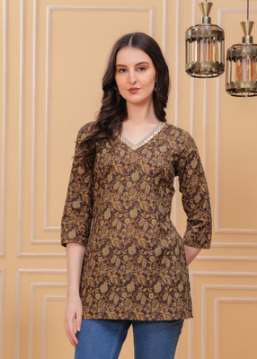 Da vastraagaar Casual Printed Women Brown Top
