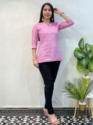 GURU KRIPA FASHION Casual Self Design Women Pink Top