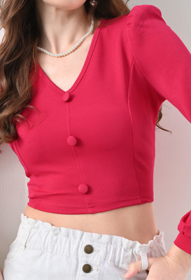 SAKSHI TRADER Casual Solid Women Pink Top