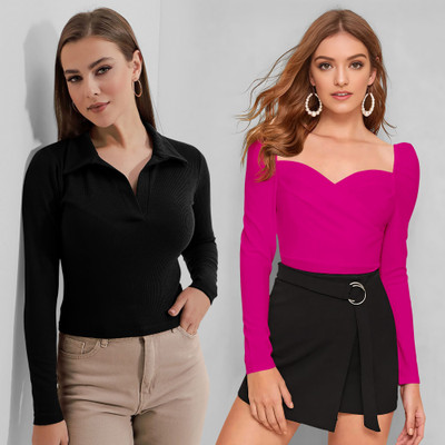 NAVYANKAA Casual Solid Women Pink Top