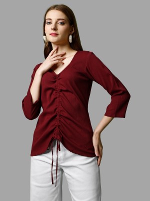 RAISIN Casual Printed Women Maroon Top