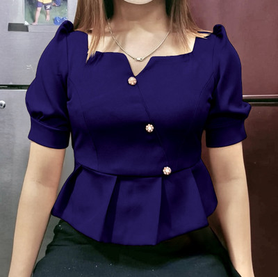 N F EXPRESS Casual Solid Women Blue Top