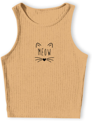 TeeWink Casual Printed Women Beige, Black Top