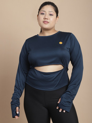 RIGO Casual Solid Women Dark Blue Top