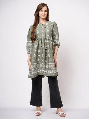 ANBA Casual Printed Women Light Green Top