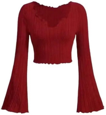Sovi fashion Casual Solid Women Red Top
