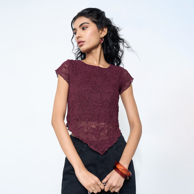 SF Jeans by Pantaloons Casual Solid Women Maroon Top