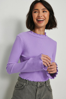 Redamancii Casual Solid Women Purple Top