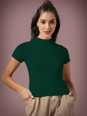 Dream Beauty Fashion Casual Solid Women Dark Green Top