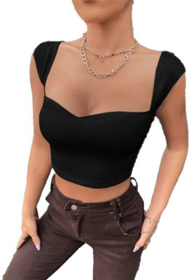 GLARE & BLAIR Casual Self Design Women Black Top