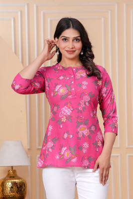 siddhanam Casual Printed Women Pink Top