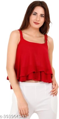 JARINAFASHION Casual Solid Women Red Top