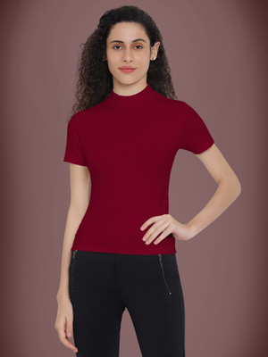Kashonaa Casual Solid Women Maroon Top