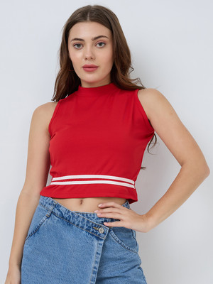 SZN Party Solid Women Red Top