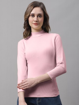 FBAR Casual Solid Women Pink Top