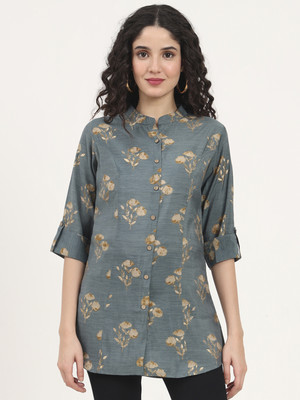 DIVENA Casual Printed Women Grey Top