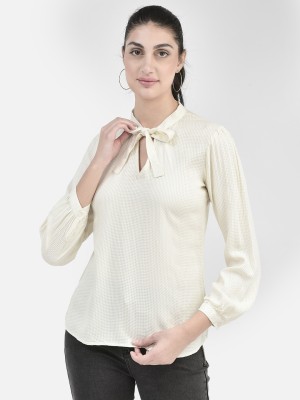 CRIMSOUNE CLUB Casual Solid Women White Top