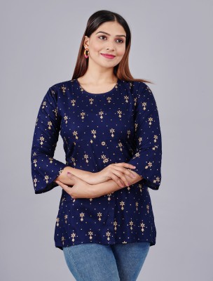 Panchhiraj Casual Printed Women Blue Top