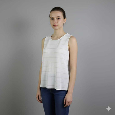 FEVRED Casual Striped Women White Top