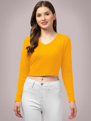 Maheshvi Casual Solid Women Yellow Top