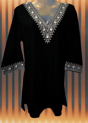 AKDRESS Casual Embroidered Women Black Top