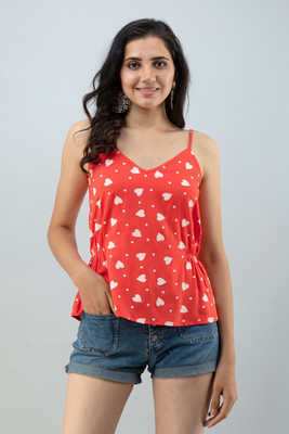 FLAMBOYANT Party Printed Women Red Top