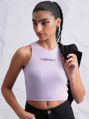 Tokyo Talkies Casual Solid Women Purple Top