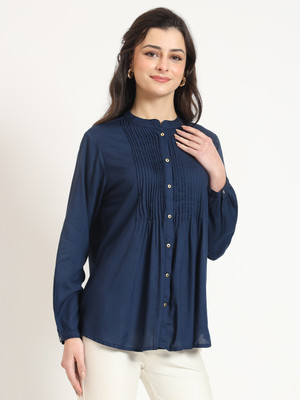 DIVENA Casual Solid Women Blue Top