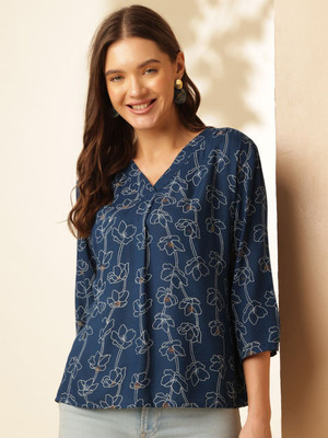 ANOUK Casual Floral Print Women Blue Top