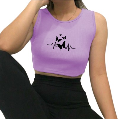 Fashion And Youth Casual Graphic Print Women Purple Top