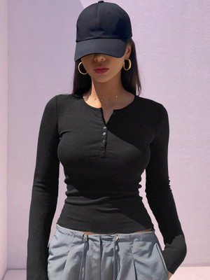 NAVYANKAA Casual Solid Women Black Top